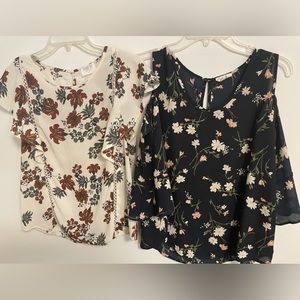 2 Sienna Sky Floral Flowy Blouses - Women’s Size M